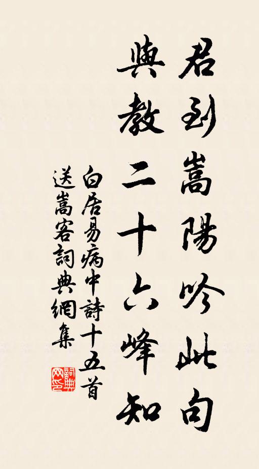 白居易君到嵩阳吟此句，与教二十六峰知书法作品欣赏