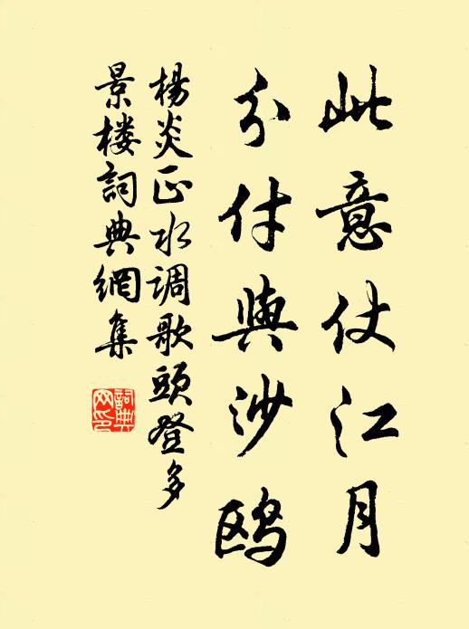 杨炎正此意仗江月，分付与沙鸥书法作品欣赏