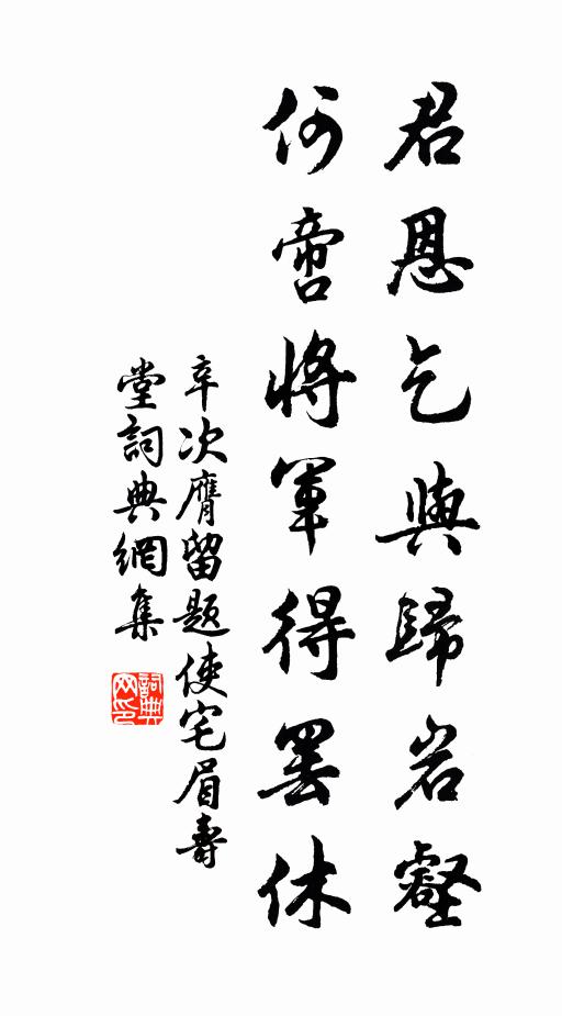 辛次膺君恩乞与归岩壑，何啻将军得罢休书法作品欣赏