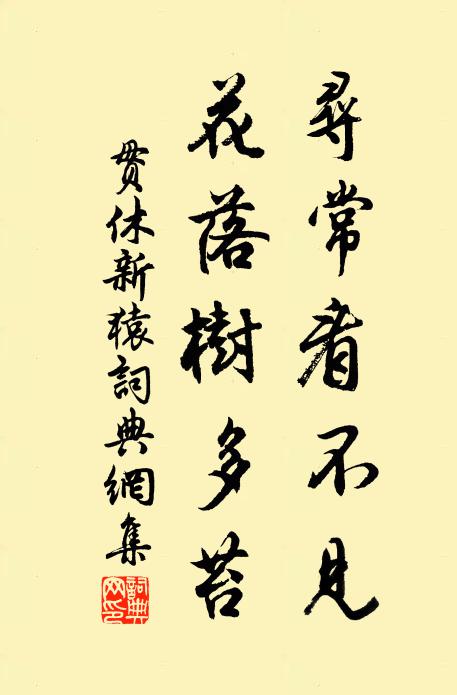贯休寻常看不见，花落树多苔书法作品欣赏