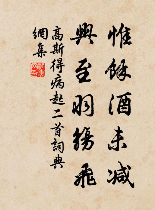 高斯得惟余酒未减，兴至羽觞飞书法作品欣赏