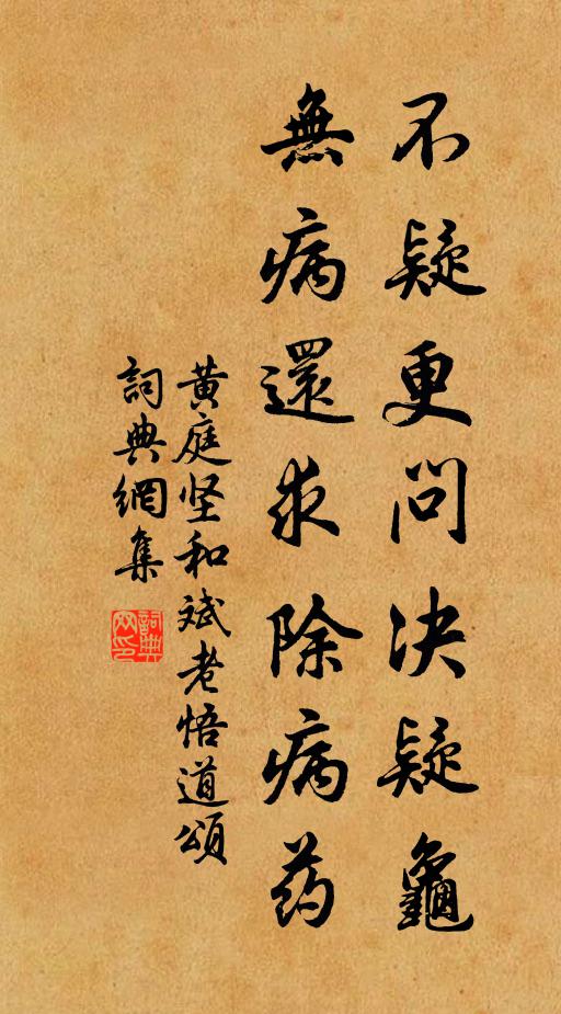 黄庭坚不疑更问决疑龟，无病还求除病药书法作品欣赏