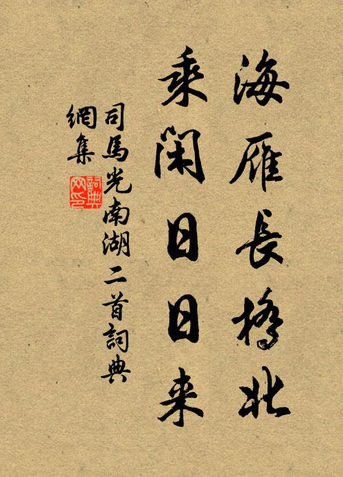 司马光海雁长桥北，乘闲日日来书法作品欣赏