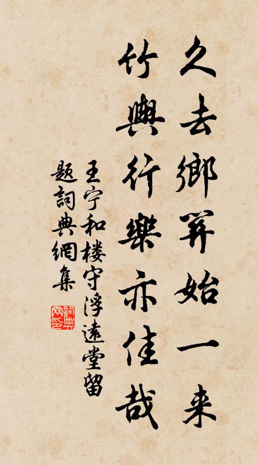 王宁久去乡关始一来，竹舆行乐亦佳哉书法作品欣赏