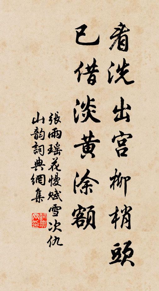 张雨看洗出宫柳梢头，已借淡黄涂额书法作品欣赏