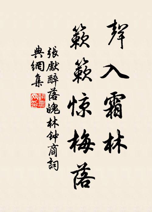张先声入霜林，簌簌惊梅落书法作品欣赏