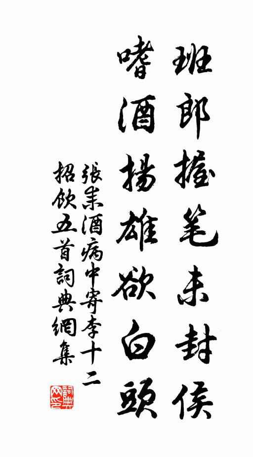 张耒班郎握笔未封侯，嗜酒扬雄欲白头书法作品欣赏