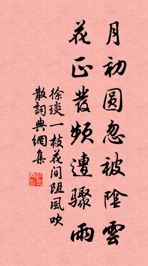 徐琰月初圆忽被阴云，花正发频遭骤雨书法作品欣赏