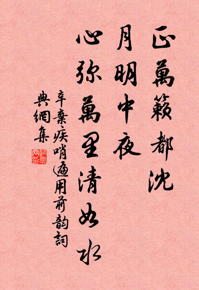 辛弃疾正万籁都沈，月明中夜，心弥万里清如水书法作品欣赏