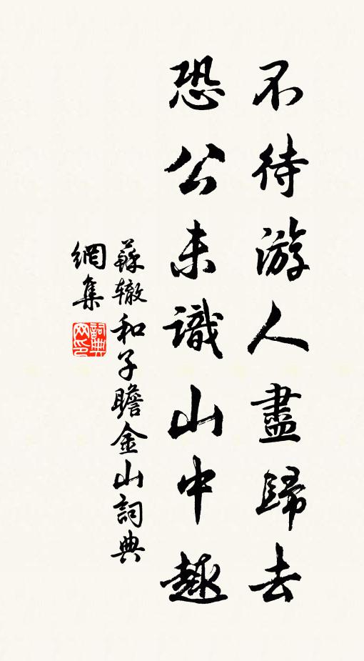 苏辙不待游人尽归去，恐公未识山中趣书法作品欣赏
