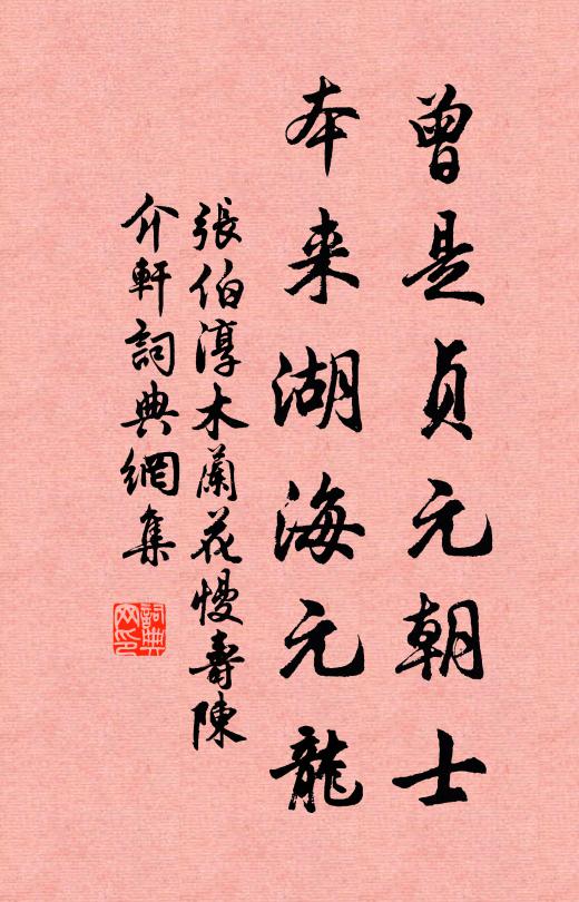 张伯淳曾是贞元朝士，本来湖海元龙书法作品欣赏