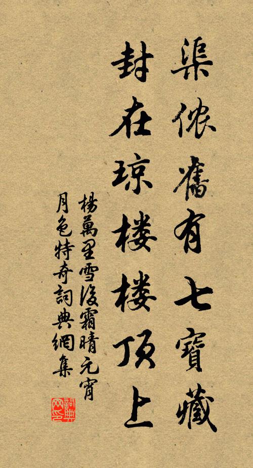 杨万里渠侬旧有七宝藏，封在琼楼楼顶上书法作品欣赏