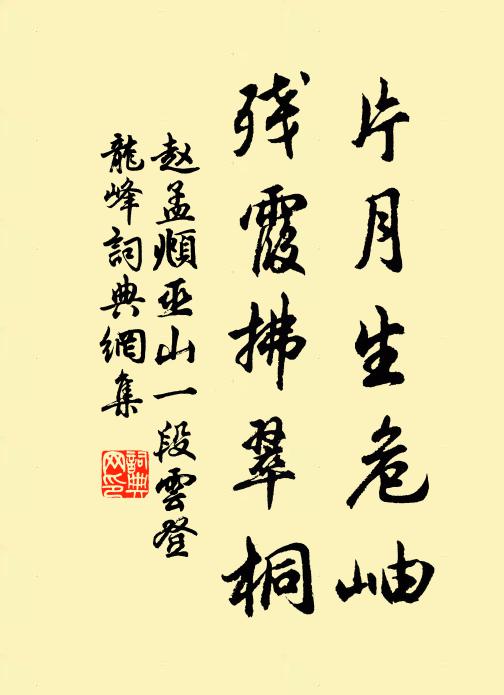 赵孟頫片月生危岫，残霞拂翠桐书法作品欣赏