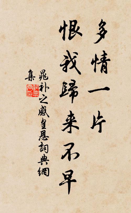晁补之多情一片，恨我归来不早书法作品欣赏