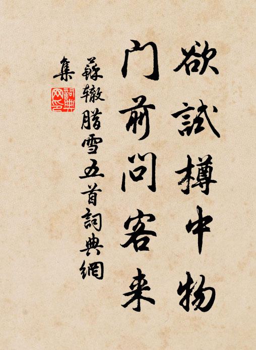 苏辙欲试樽中物，门前问客来书法作品欣赏