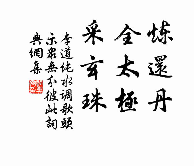李道纯炼还丹，全太极，采玄珠书法作品欣赏