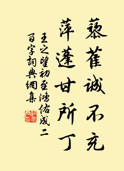 王之望藜萑诚不充，萍蓬甘所丁书法作品欣赏