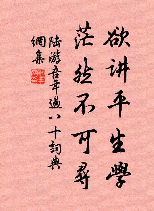 陆游欲讲平生学，茫然不可寻书法作品欣赏