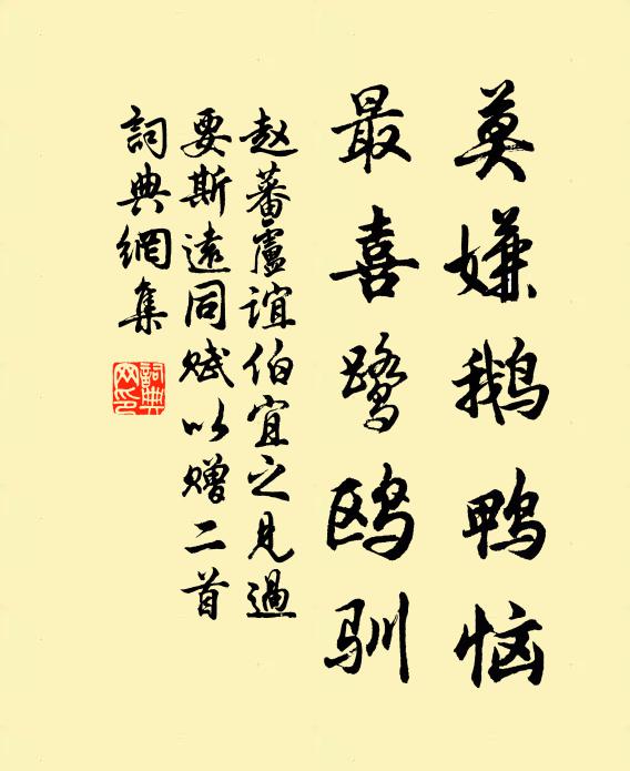 赵蕃莫嫌鹅鸭恼，最喜鹭鸥驯书法作品欣赏