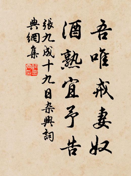 张九成吾唯戒妻奴，酒熟宜予告书法作品欣赏