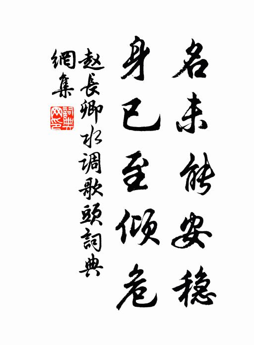 赵长卿名未能安稳，身已至倾危书法作品欣赏