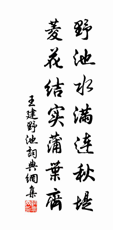 王建野池水满连秋堤，菱花结实蒲叶齐书法作品欣赏