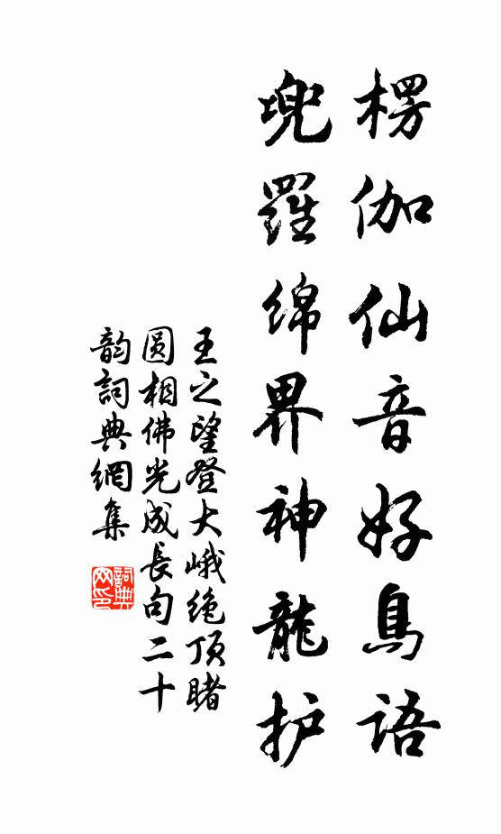 王之望楞伽仙音好鸟语，兜罗绵界神龙护书法作品欣赏