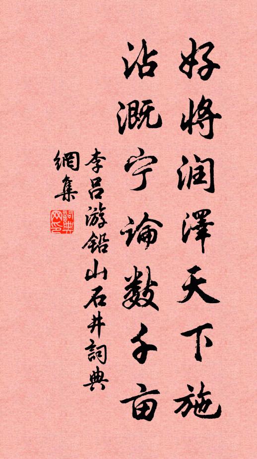 李吕好将润泽天下施，沾溉宁论数千亩书法作品欣赏