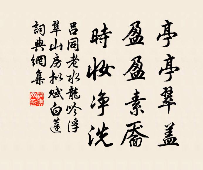 吕同老亭亭翠盖，盈盈素靥，时妆净洗书法作品欣赏