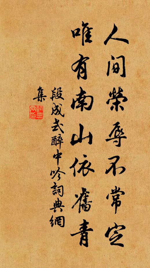 段成式人间荣辱不常定，唯有南山依旧青书法作品欣赏