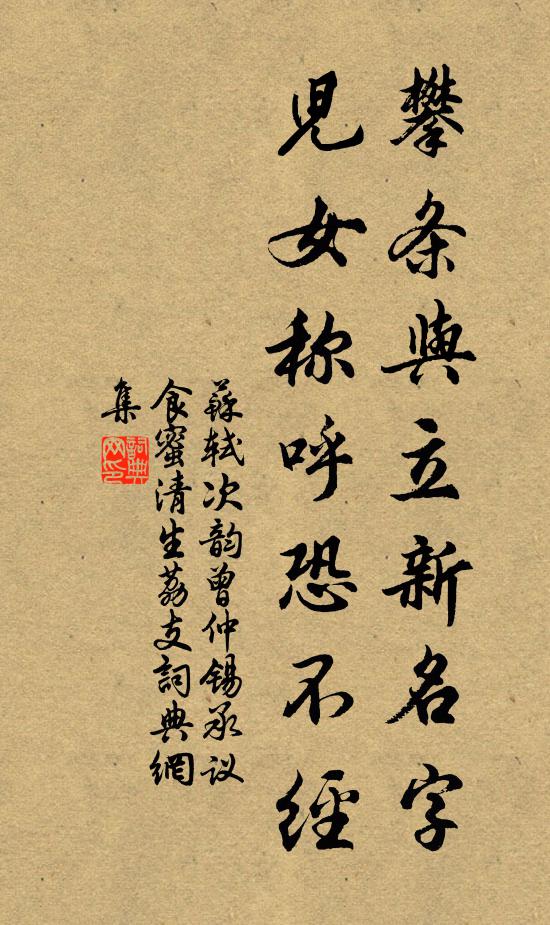 苏轼攀条与立新名字，儿女称呼恐不经书法作品欣赏