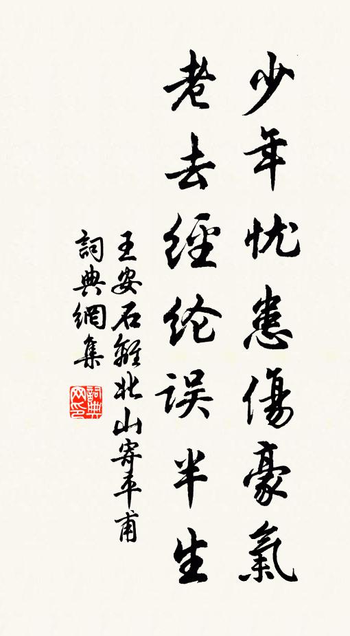 王安石少年忧患伤豪气，老去经纶误半生书法作品欣赏
