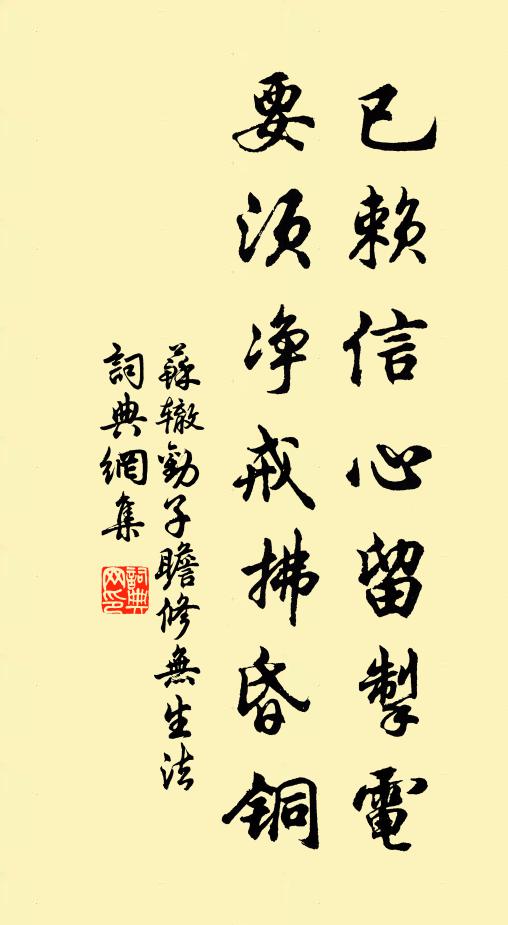 苏辙已赖信心留掣电，要须净戒拂昏铜书法作品欣赏
