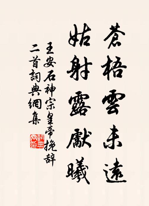王安石苍梧云未远，姑射露先曦书法作品欣赏