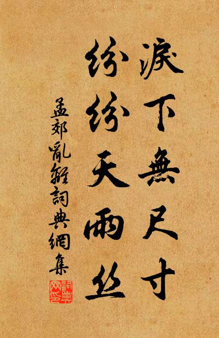 孟郊泪下无尺寸，纷纷天雨丝书法作品欣赏