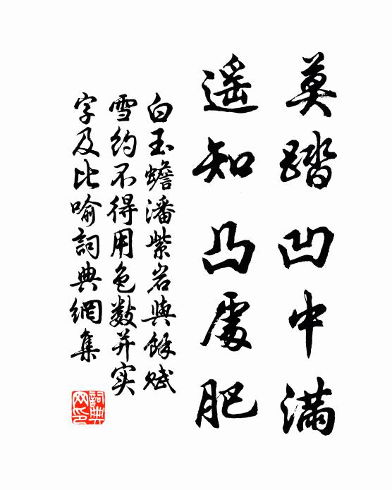 白玉蟾莫踏凹中满，遥知凸处肥书法作品欣赏
