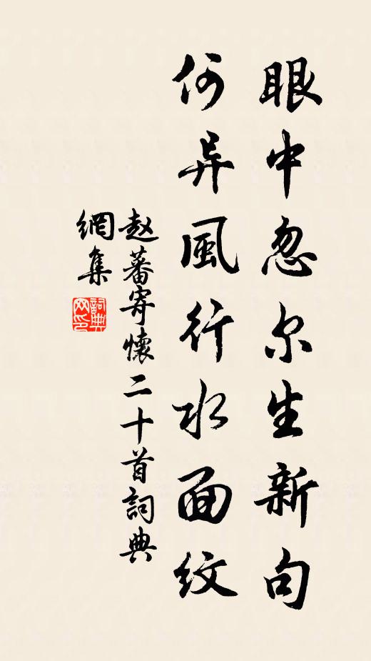 赵蕃眼中忽尔生新句，何异风行水面纹书法作品欣赏