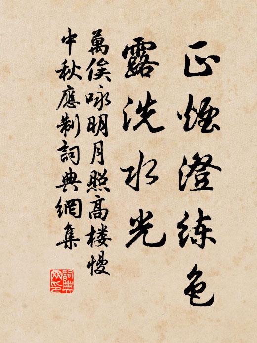 万俟咏正烟澄练色，露洗水光书法作品欣赏