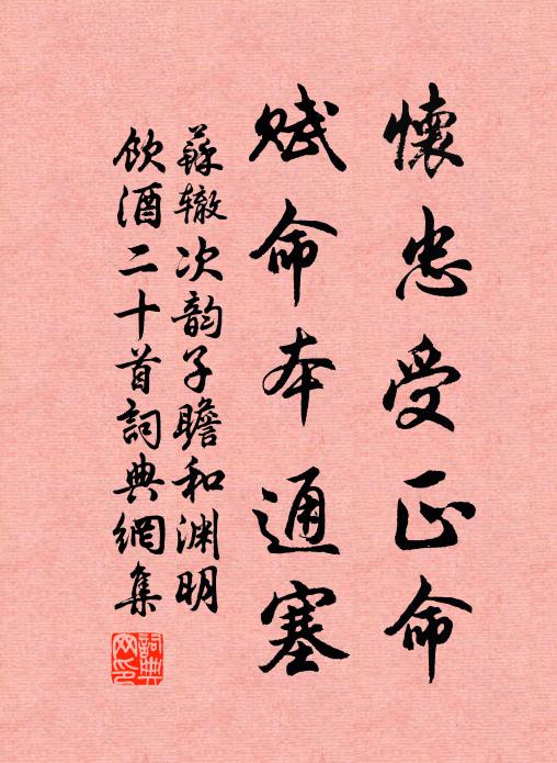 苏辙怀忠受正命，赋命本通塞书法作品欣赏