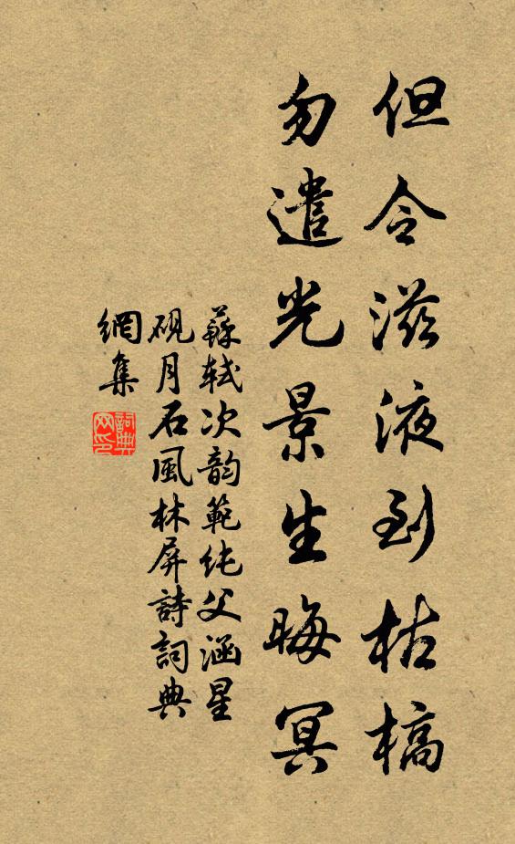 苏轼但令滋液到枯槁，勿遣光景生晦冥书法作品欣赏