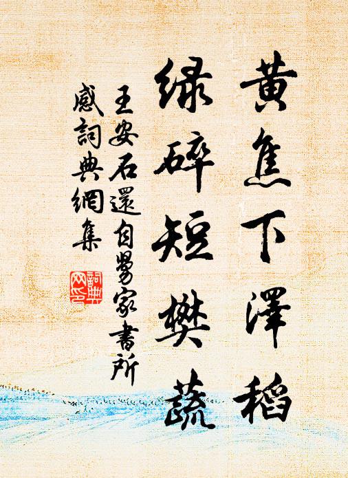 王安石黄焦下泽稻，绿碎短樊蔬书法作品欣赏