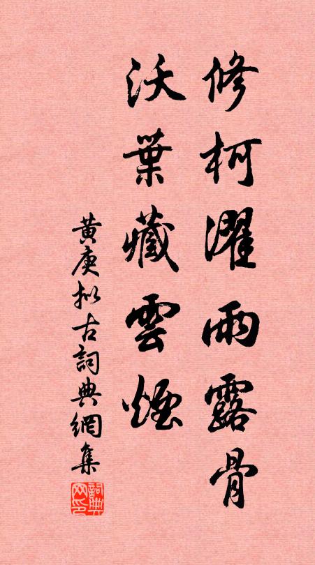 黄庚修柯濯雨露骨，沃叶藏云烟书法作品欣赏