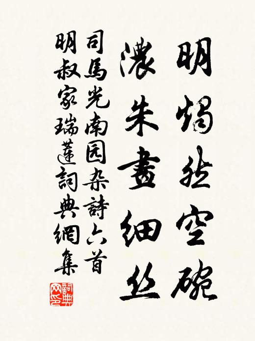 司马光明烛然空碗，浓朱画细丝书法作品欣赏