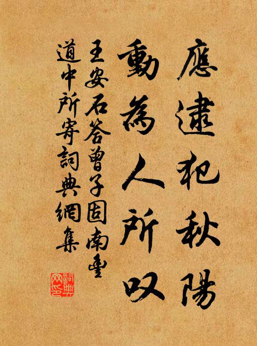 王安石应逮犯秋阳，动为人所叹书法作品欣赏