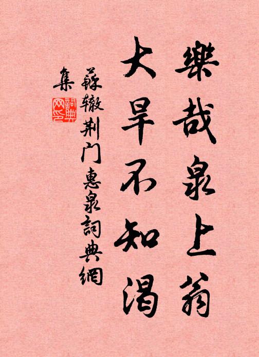 苏辙乐哉泉上翁，大旱不知渴书法作品欣赏