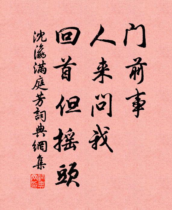沈瀛门前事，人来问我，回首但摇头书法作品欣赏