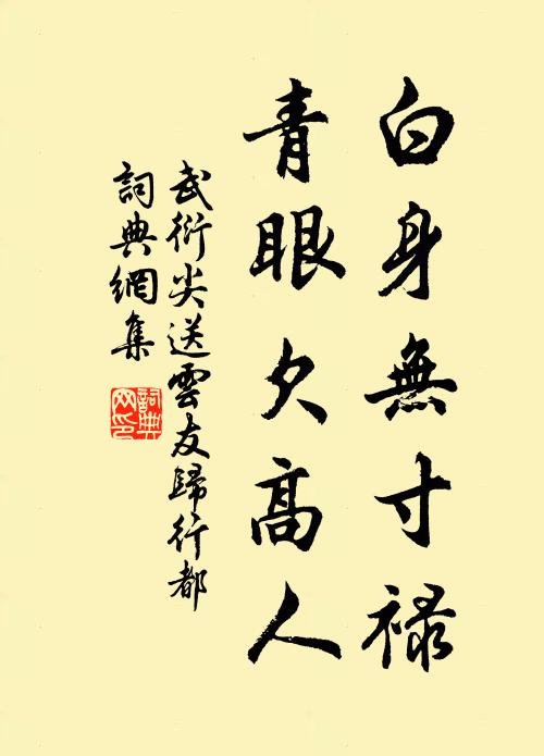 武衍白身无寸禄，青眼欠高人书法作品欣赏