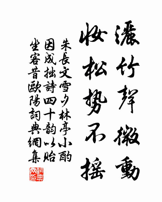 朱长文洒竹声微动,妆松势不摇书法作品欣赏
