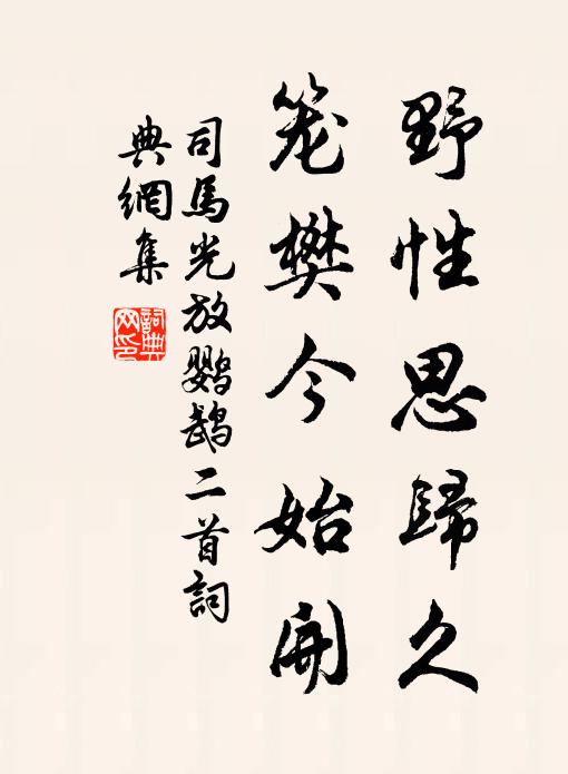 司马光野性思归久，笼樊今始开书法作品欣赏
