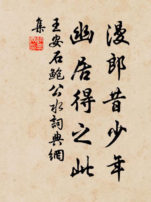 王安石漫郎昔少年，幽居得之此书法作品欣赏